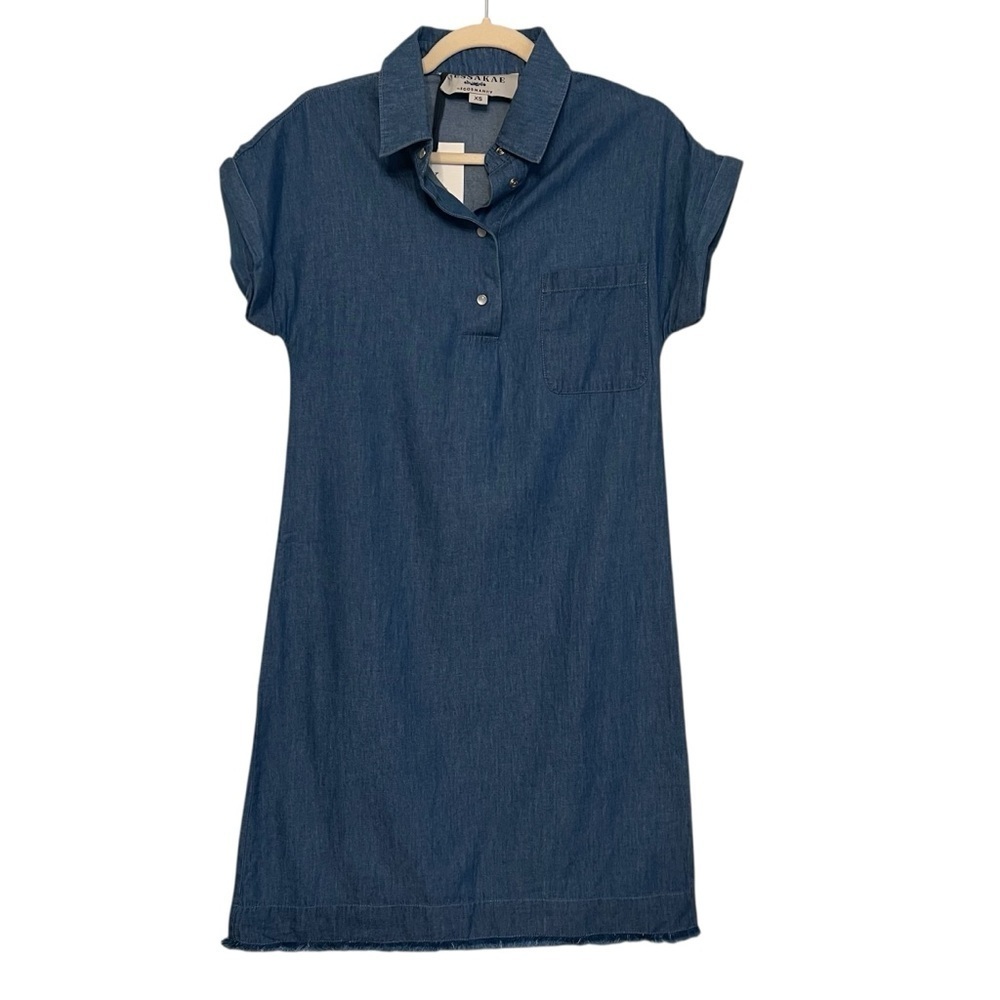 JessaKae Denim Chambray Short Sleeve Shirtdress Blue XS NWT Western Contemporary